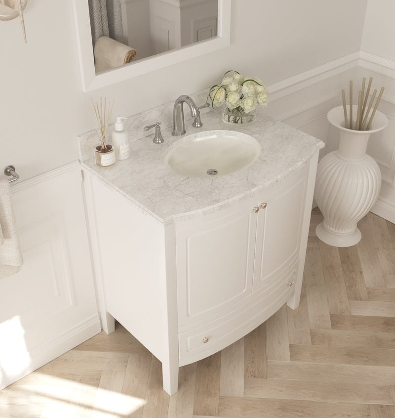 Laviva 3130709-32W-WC Estella 32" White Bathroom Vanity with White Carrara Marble Countertop - view 2
