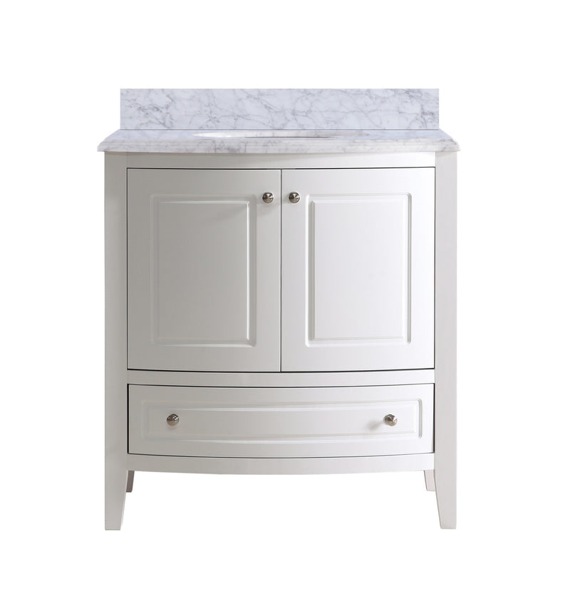 Laviva 3130709-32W-WC Estella 32" White Bathroom Vanity with White Carrara Marble Countertop