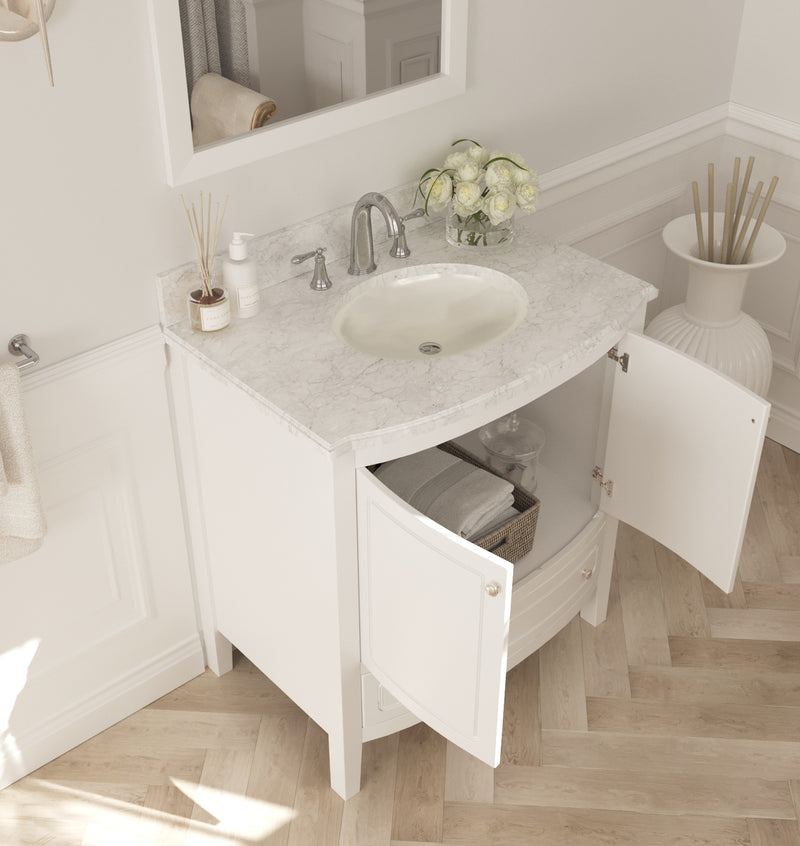 Laviva 3130709-32W-WC Estella 32" White Bathroom Vanity with White Carrara Marble Countertop - view 3