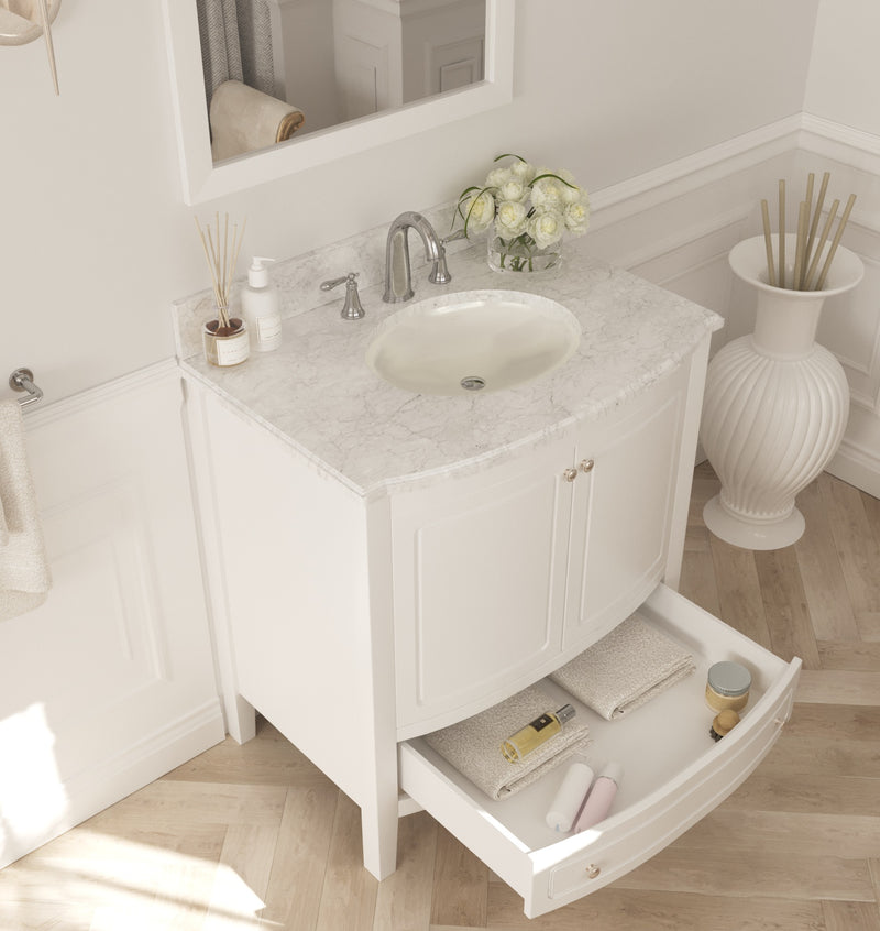 Laviva 3130709-32W-WC Estella 32" White Bathroom Vanity with White Carrara Marble Countertop - view 4