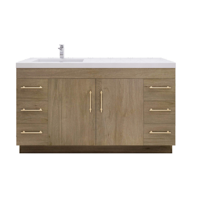 Moreno Bath ELSA60SLFS Elsa 60" Freestanding Vanity with Reinforced Acrylic Single Sink Top (Left Side)