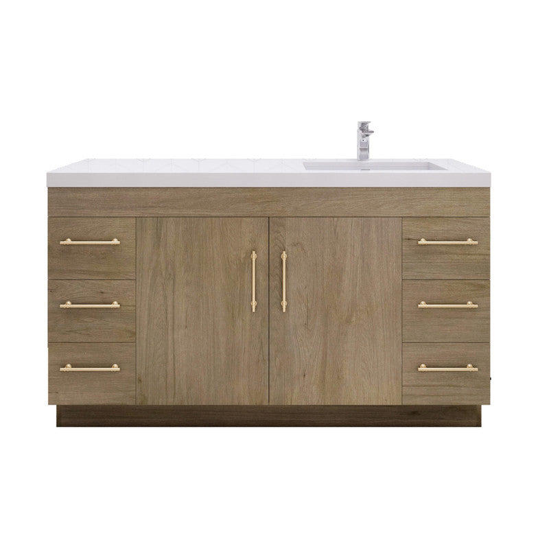 Moreno Bath ELSA60SRFS Elsa 60" Freestanding Vanity with Reinforced Acrylic Single Sink Top (Right Side)