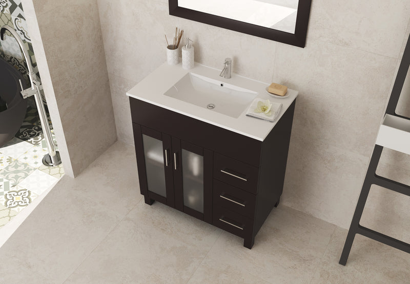 Laviva 31321529-32B-CB Nova 32" Brown Bathroom Vanity with White Ceramic Basin Countertop