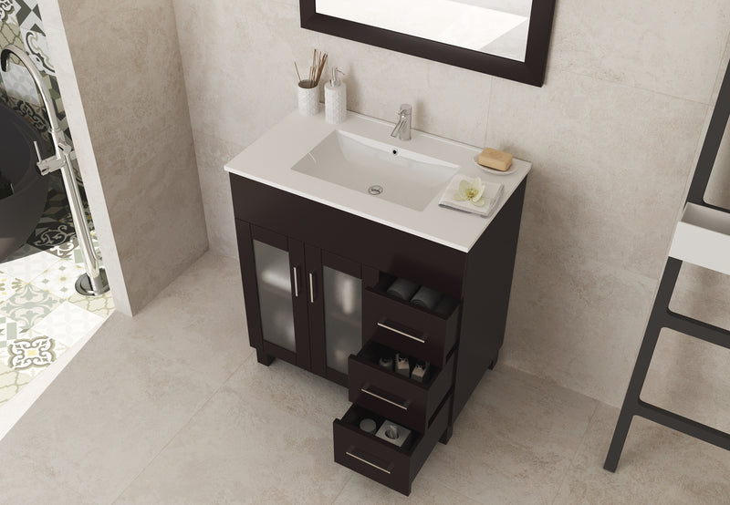 Laviva 31321529-32B-CB Nova 32" Brown Bathroom Vanity with White Ceramic Basin Countertop