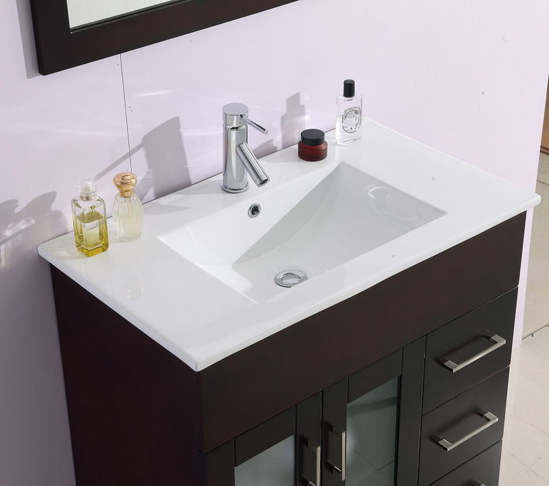Laviva 31321529-32B-CB Nova 32" Brown Bathroom Vanity with White Ceramic Basin Countertop