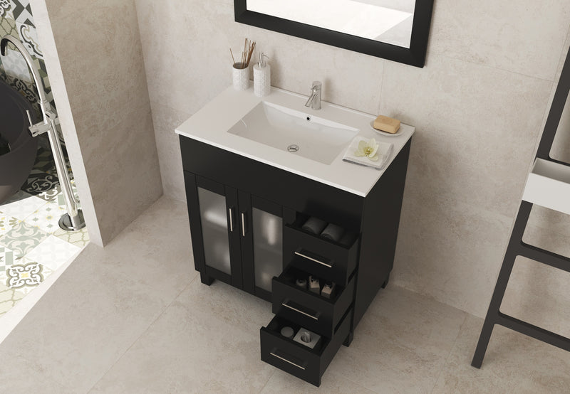 Laviva 31321529-32E-CB Nova 32" Espresso Bathroom Vanity with White Ceramic Basin Countertop