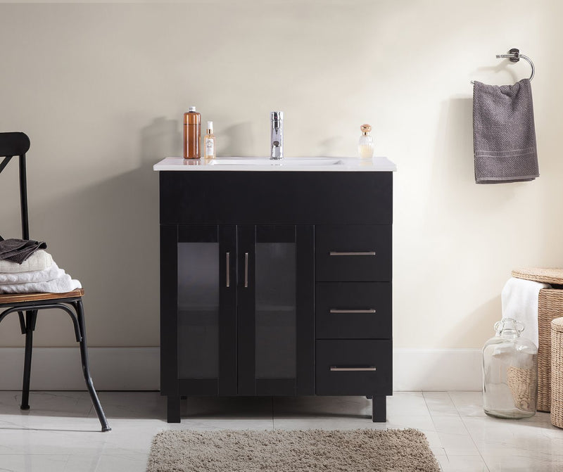 Laviva 31321529-32E-CB Nova 32" Espresso Bathroom Vanity with White Ceramic Basin Countertop