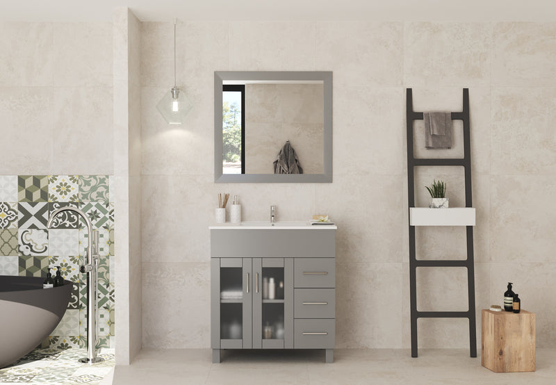 Laviva 31321529-32G-CB Nova 32" Grey Bathroom Vanity with White Ceramic Basin Countertop