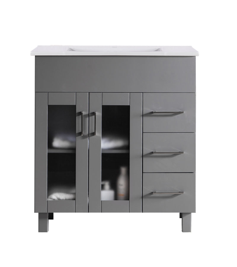 Laviva 31321529-32G-CB Nova 32" Grey Bathroom Vanity with White Ceramic Basin Countertop