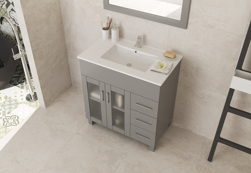 Laviva 31321529-32G-CB Nova 32" Grey Bathroom Vanity with White Ceramic Basin Countertop