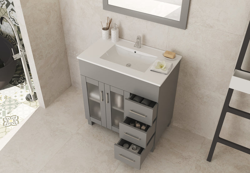Laviva 31321529-32G-CB Nova 32" Grey Bathroom Vanity with White Ceramic Basin Countertop