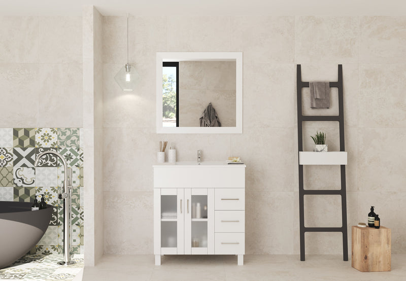 Laviva 31321529-32W-CB Nova 32" White Bathroom Vanity with White Ceramic Basin Countertop - view 2