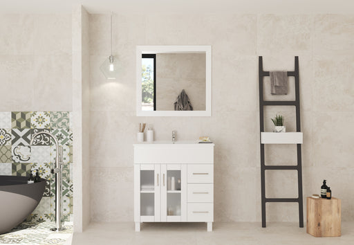 Laviva 31321529-32W-CB Nova 32" White Bathroom Vanity with White Ceramic Basin Countertop - view 2