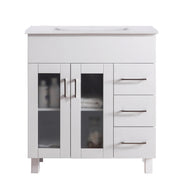 Laviva 31321529-32W-CB Nova 32" White Bathroom Vanity with White Ceramic Basin Countertop