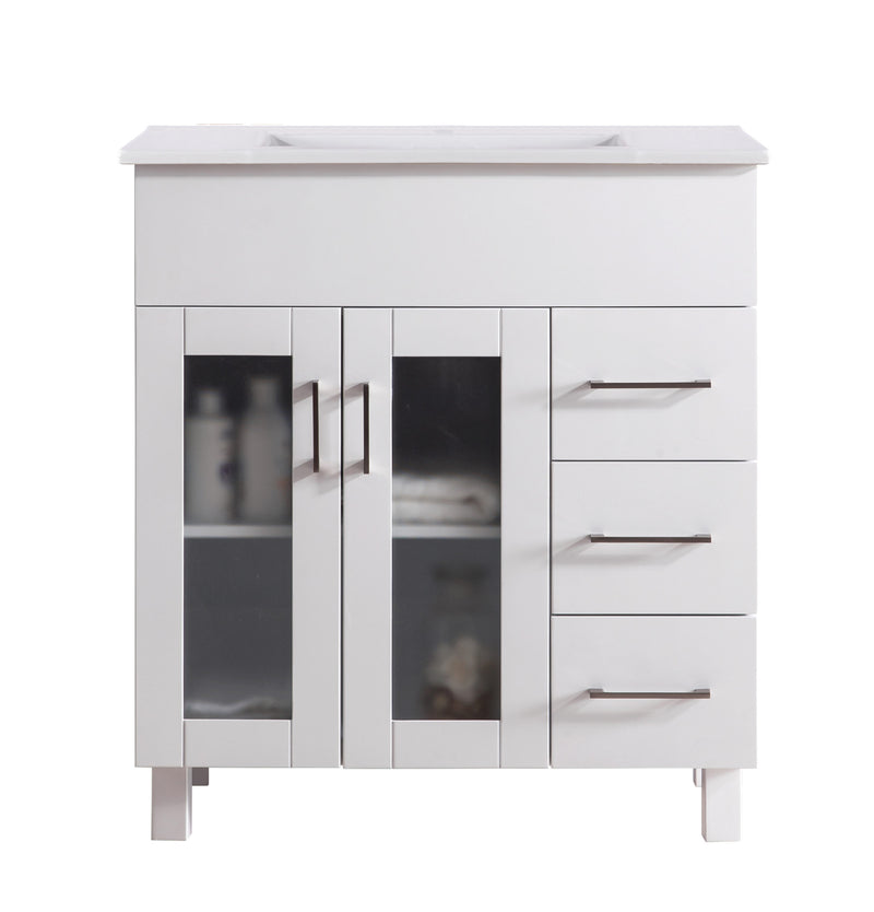 Laviva 31321529-32W-CB Nova 32" White Bathroom Vanity with White Ceramic Basin Countertop