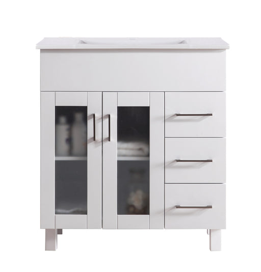 Laviva 31321529-32W-CB Nova 32" White Bathroom Vanity with White Ceramic Basin Countertop