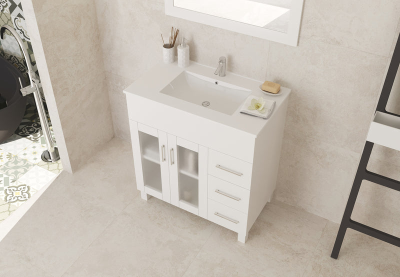 Laviva 31321529-32W-CB Nova 32" White Bathroom Vanity with White Ceramic Basin Countertop - view 3