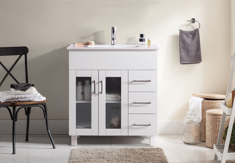 Laviva 31321529-32W-CB Nova 32" White Bathroom Vanity with White Ceramic Basin Countertop - view 5