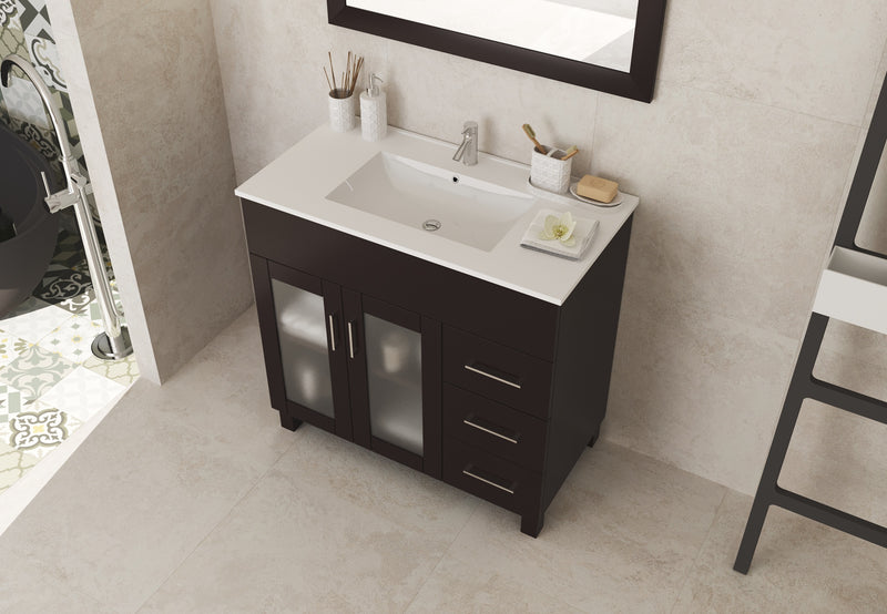 Laviva 31321529-36B-CB Nova 36" Brown Bathroom Vanity with White Ceramic Basin Countertop