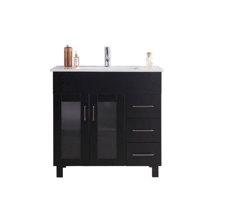 Laviva 31321529-36E-CB Nova 36" Espresso Bathroom Vanity with White Ceramic Basin Countertop