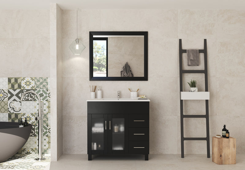 Laviva 31321529-36E-CB Nova 36" Espresso Bathroom Vanity with White Ceramic Basin Countertop