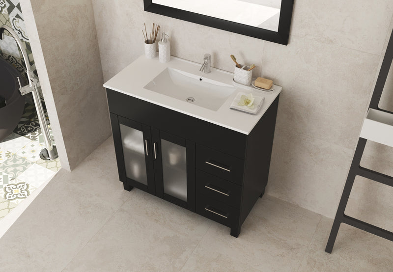 Laviva 31321529-36E-CB Nova 36" Espresso Bathroom Vanity with White Ceramic Basin Countertop