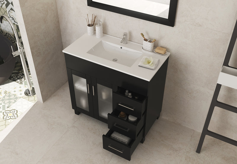 Laviva 31321529-36E-CB Nova 36" Espresso Bathroom Vanity with White Ceramic Basin Countertop