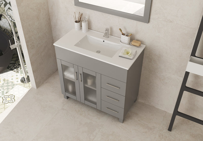 Laviva 31321529-36G-CB Nova 36" Grey Bathroom Vanity with White Ceramic Basin Countertop
