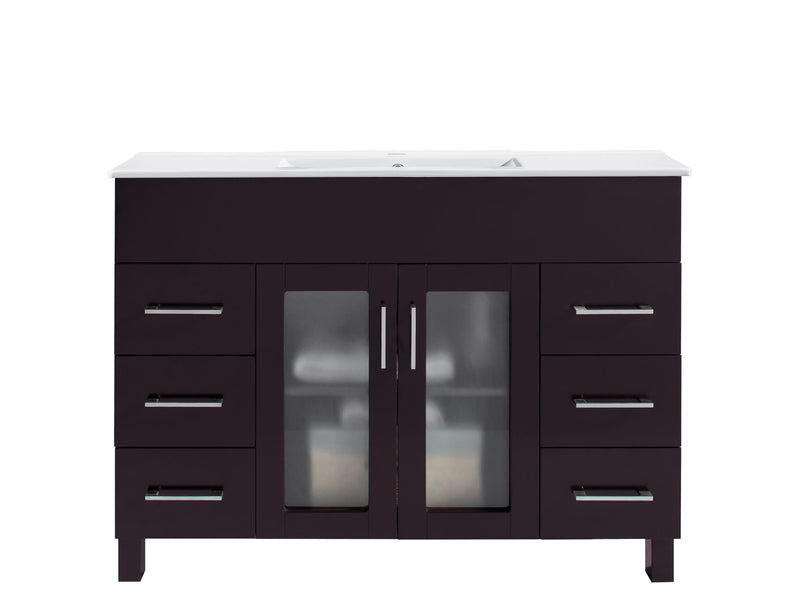Laviva 31321529-48B-CB Nova 48" Brown Bathroom Vanity with White Ceramic Basin Countertop