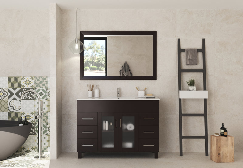 Laviva 31321529-48B-CB Nova 48" Brown Bathroom Vanity with White Ceramic Basin Countertop