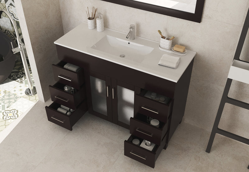 Laviva 31321529-48B-CB Nova 48" Brown Bathroom Vanity with White Ceramic Basin Countertop