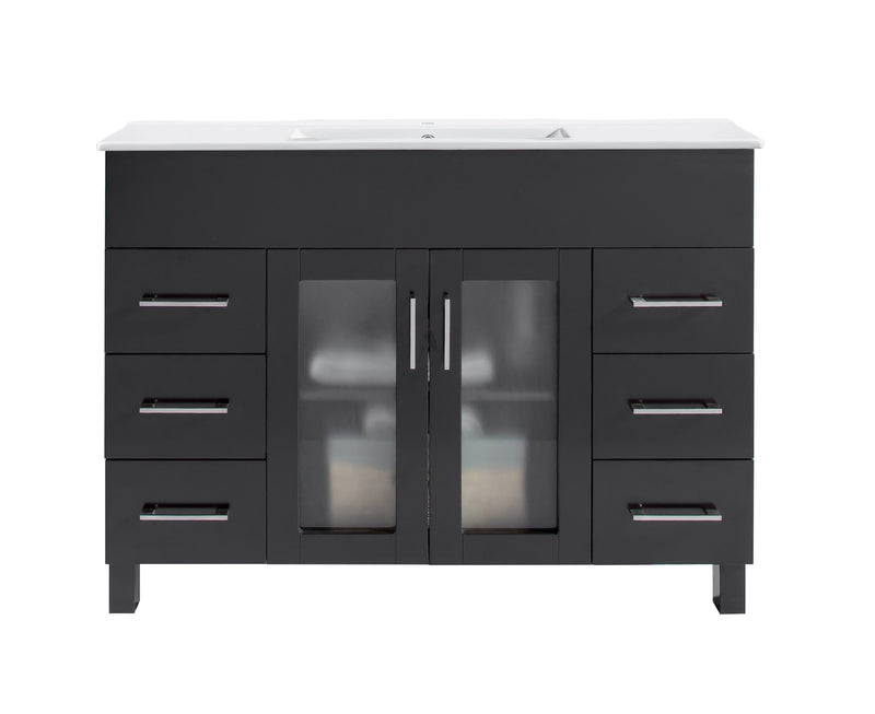 Laviva 31321529-48E-CB Nova 48" Espresso Bathroom Vanity with White Ceramic Basin Countertop