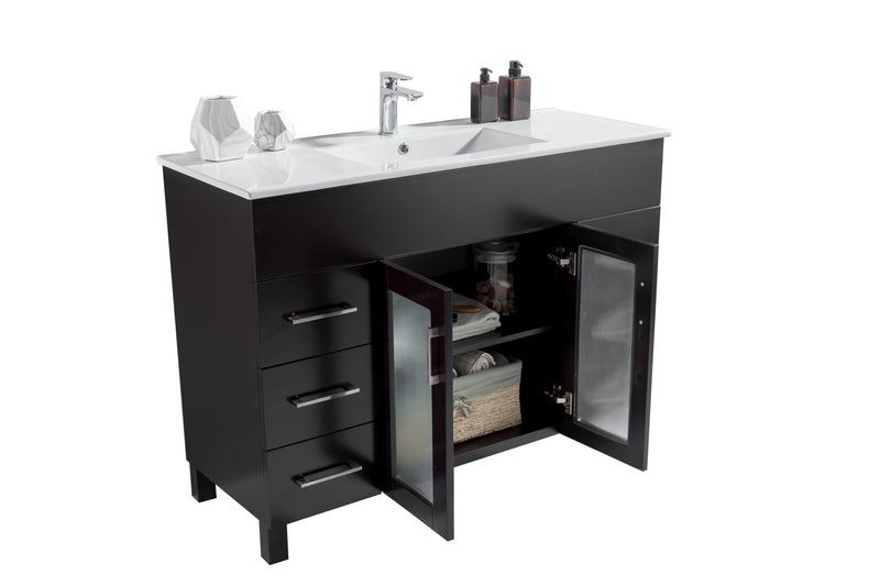 Laviva 31321529-48E-CB Nova 48" Espresso Bathroom Vanity with White Ceramic Basin Countertop