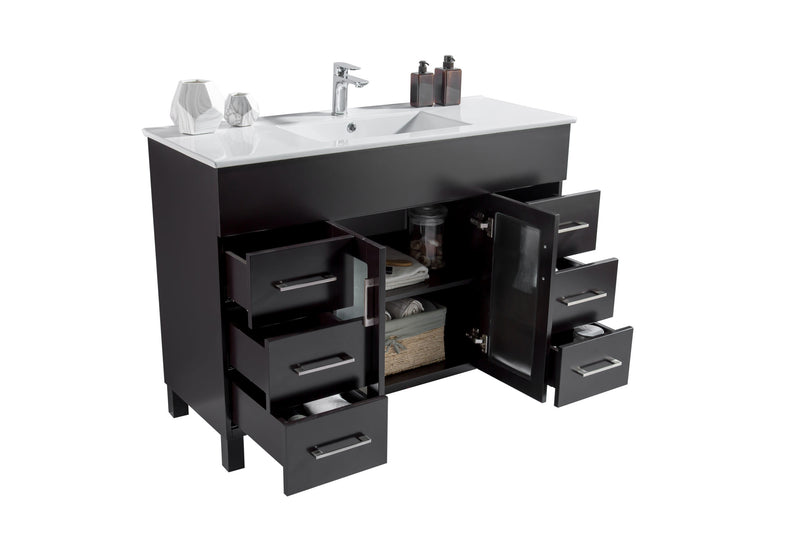 Laviva 31321529-48E-CB Nova 48" Espresso Bathroom Vanity with White Ceramic Basin Countertop