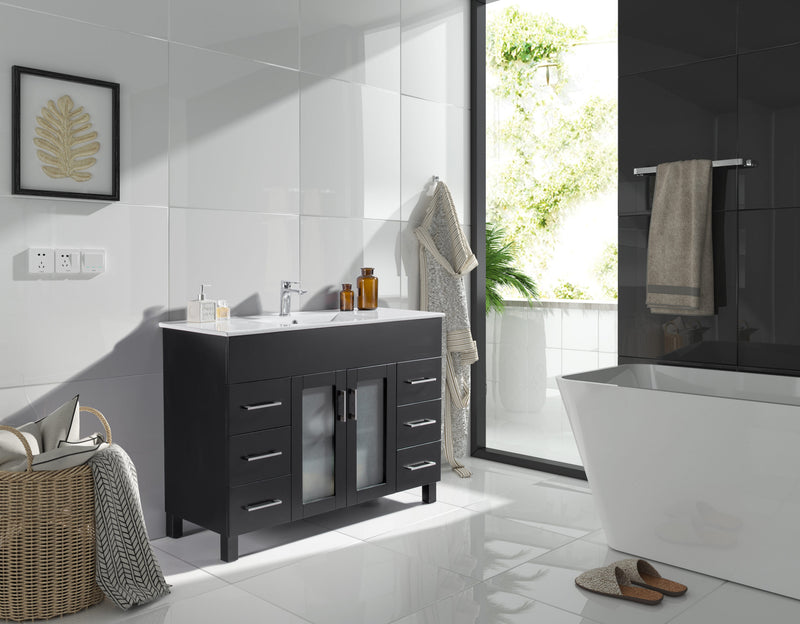 Laviva 31321529-48E-CB Nova 48" Espresso Bathroom Vanity with White Ceramic Basin Countertop