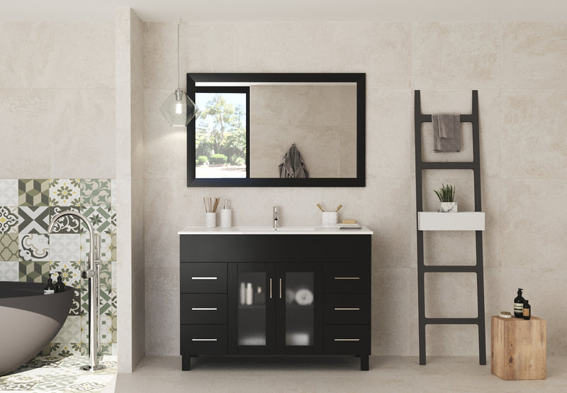 Laviva 31321529-48E-CB Nova 48" Espresso Bathroom Vanity with White Ceramic Basin Countertop