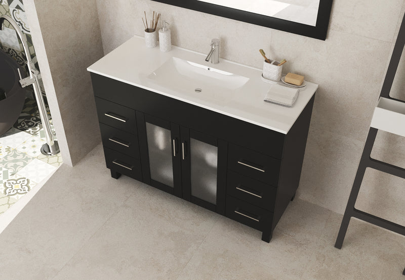 Laviva 31321529-48E-CB Nova 48" Espresso Bathroom Vanity with White Ceramic Basin Countertop