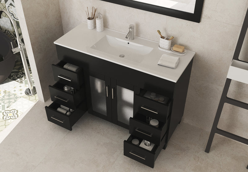 Laviva 31321529-48E-CB Nova 48" Espresso Bathroom Vanity with White Ceramic Basin Countertop