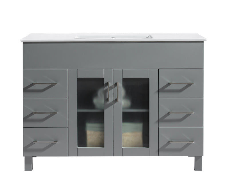 Laviva 31321529-48G-CB Nova 48" Grey Bathroom Vanity with White Ceramic Basin Countertop