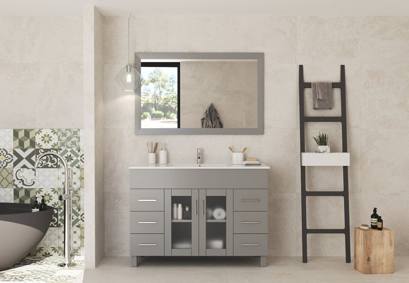 Laviva 31321529-48G-CB Nova 48" Grey Bathroom Vanity with White Ceramic Basin Countertop