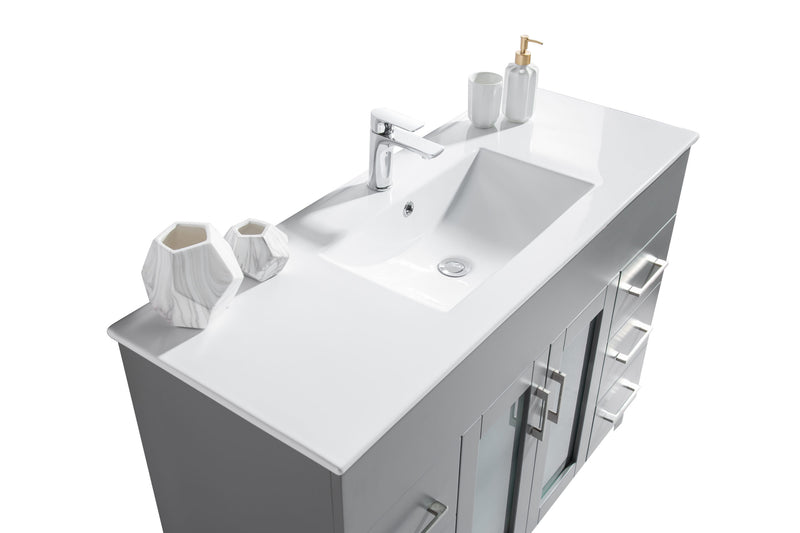Laviva 31321529-48G-CB Nova 48" Grey Bathroom Vanity with White Ceramic Basin Countertop