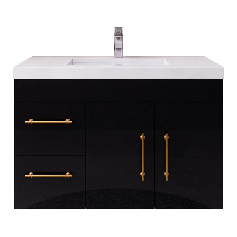 Moreno Bath ELSA36LWH Elsa 36" Floating Bathroom Vanity With Reinforced Acrylic Sink Top (Left Side Drawers)