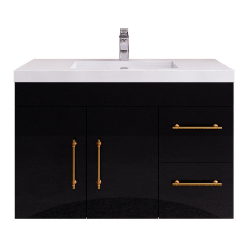 Moreno Bath ELSA36RWH Elsa 36" Floating Bathroom Vanity With Reinforced Acrylic Sink Top (Right Side Drawers)