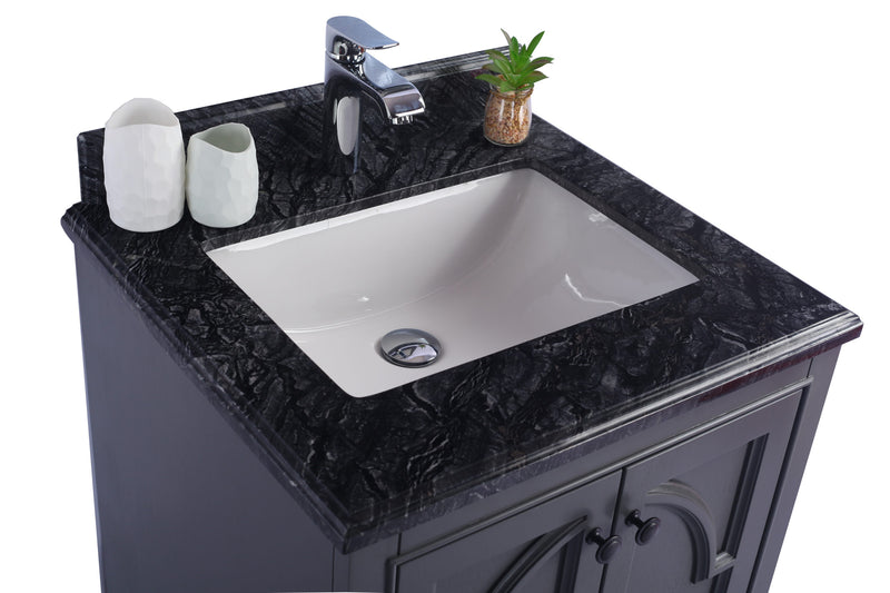 Laviva 313613-24G-BW Odyssey 24" Maple Grey Bathroom Vanity with Black Wood Marble Countertop