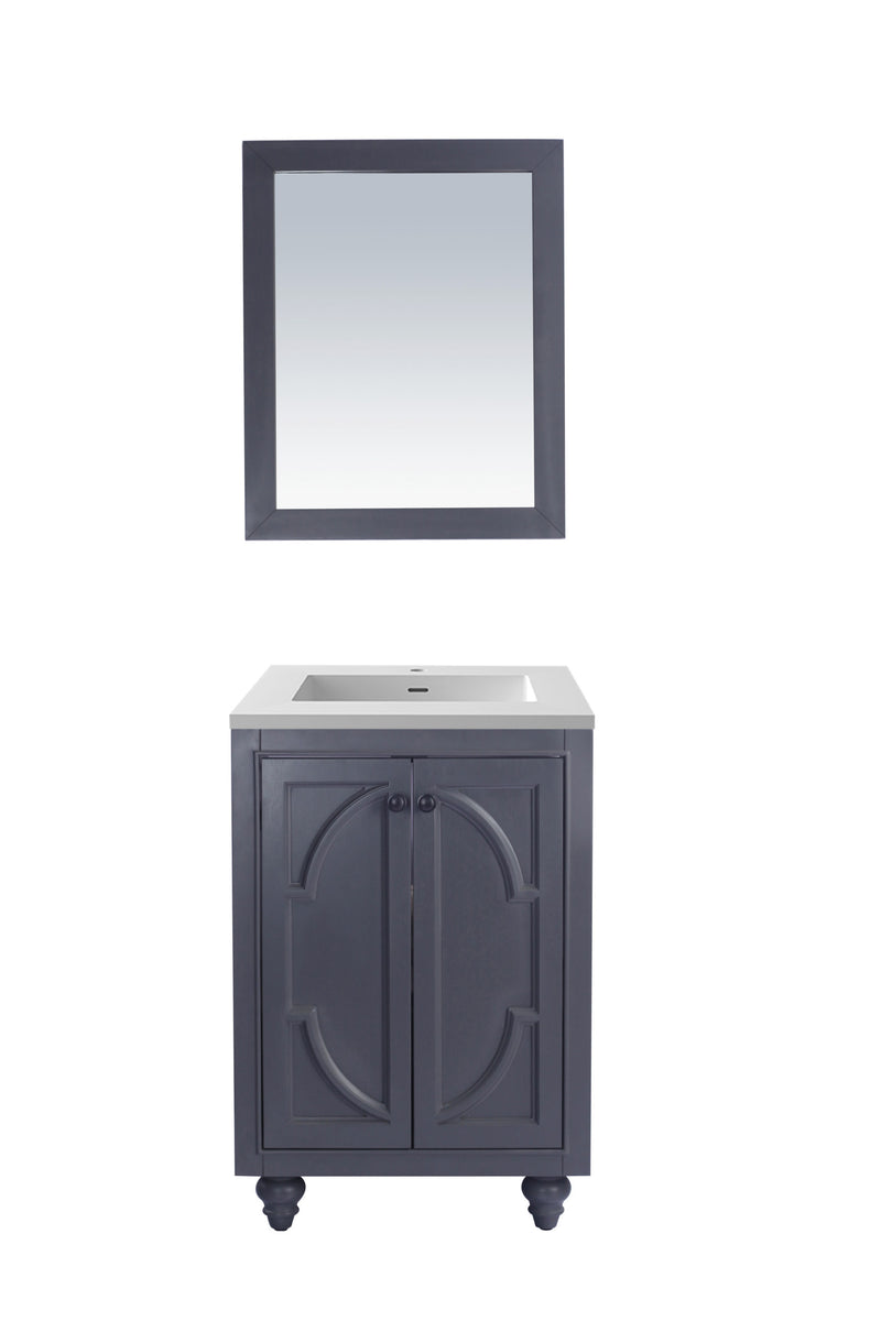 Laviva 313613-24G-MW Odyssey 24" Maple Grey Bathroom Vanity with Matte White VIVA Stone Solid Surface Countertop