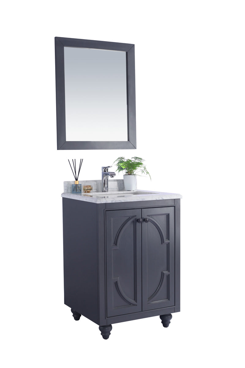 Laviva 313613-24G-WC Odyssey 24" Maple Grey Bathroom Vanity with White Carrara Marble Countertop