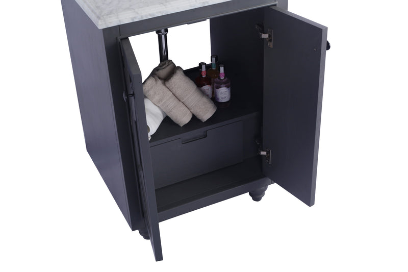 Laviva 313613-24G-WC Odyssey 24" Maple Grey Bathroom Vanity with White Carrara Marble Countertop