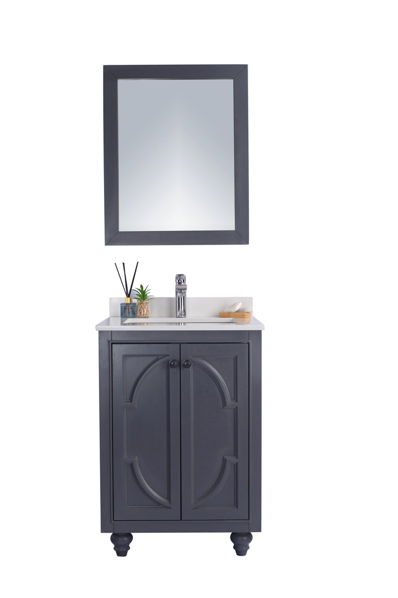 Laviva 313613-24G-WQ Odyssey 24" Maple Grey Bathroom Vanity with White Quartz Countertop