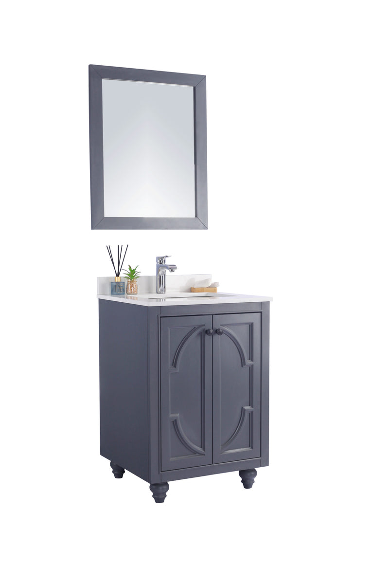Laviva 313613-24G-WQ Odyssey 24" Maple Grey Bathroom Vanity with White Quartz Countertop