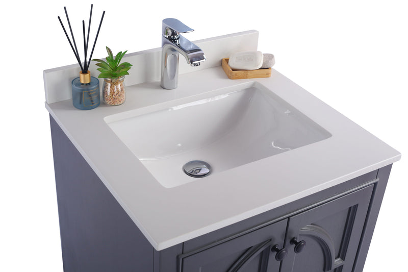 Laviva 313613-24G-WQ Odyssey 24" Maple Grey Bathroom Vanity with White Quartz Countertop